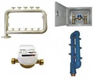 Batería contadores, contadores agua y accesorios colectores