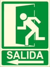 CARTEL FOTOLUMINISCENTE SALIDA FLECHA IZQUIERDA